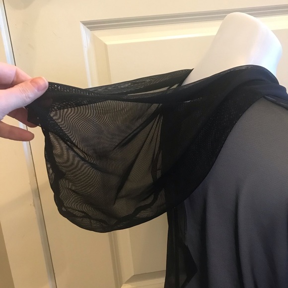 NWOT Joseph Ribkoff Sheer Black Hoodie With Rhinestone on hood and cuffs Top - Picture 6 of 11